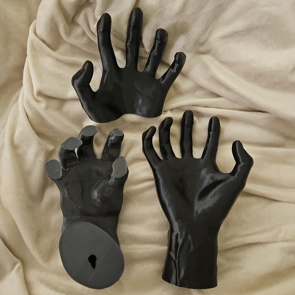 Black Decorative Wall Hands Set - 3 Sculptural Hands